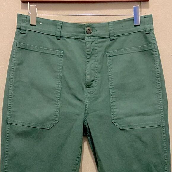 Madewell NWOT 90’s Straight High Rise Cargo Style pockets moss green 28 - Picture 3 of 9